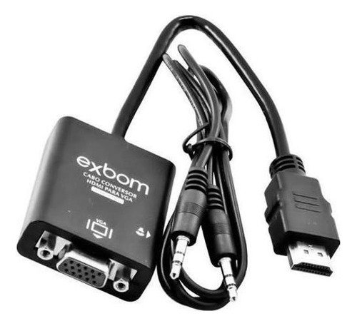 Adaptador Hdmi Para Vga Com Saida De Audio P2 Cabo Conversor