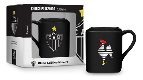 Caneca Porcelana Atlético Mineiro Quadrada Galo Oficial