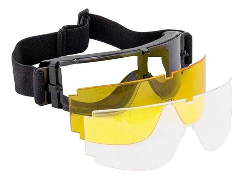 Óculos Proteção Tiro Esportivo Airsoft Com 03 Lentes Rossi