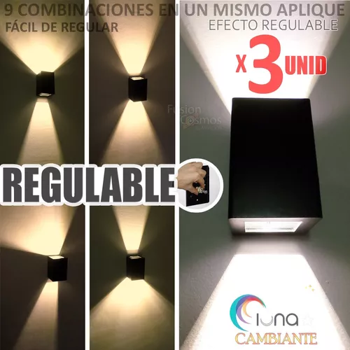 Aplique Pared Exterior Luz Bidireccional 9 Efectos Pack X3un