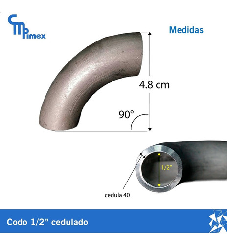 Codo De 1/2 Acero Inoxidable Soldable