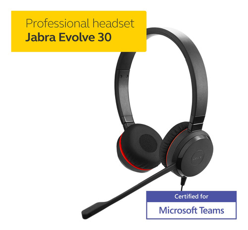 Auriculares Jabra Evolve 30 Ii Ms Estéreo Con Cable, Usb Y C