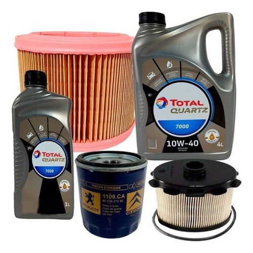 Kit 3 Filtros + 5 Lt Aceite Peugeot Partner 1.9 Diesel 00-08