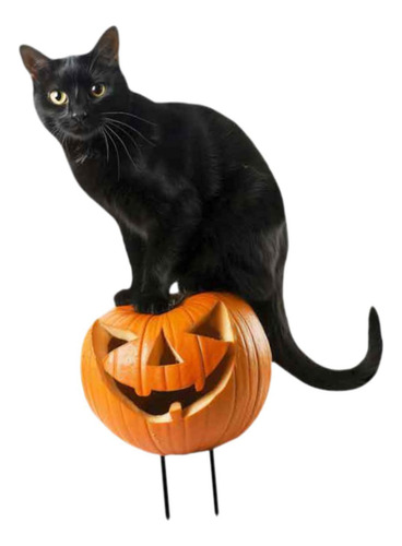 2 Figurita De Gato Para Jardín, 18,9 X 28 Cm Calabaza De