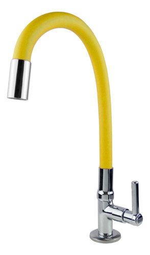Torneira Color Luxo Bancada Cano De Silicone Flexível C-66 Cor Amarelo