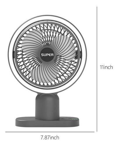 Ventilador De Escritorio Usb En L Con Luz Nocturna, Minivent