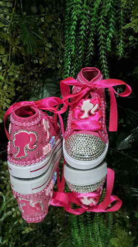 Tênis Infantil Barbie Personalizado Com Perolas E Cristais