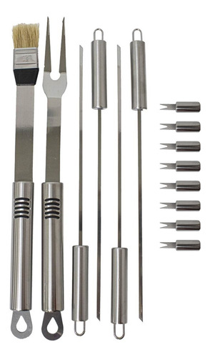 Set Para Parrilla Con 18 Piezas De Acero Inoxidable