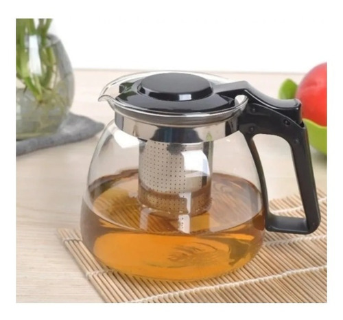 Imagen 2 de 5 de Tetera Té Infusor Vidrio 1100ml Con Filtro Infusiones Agua