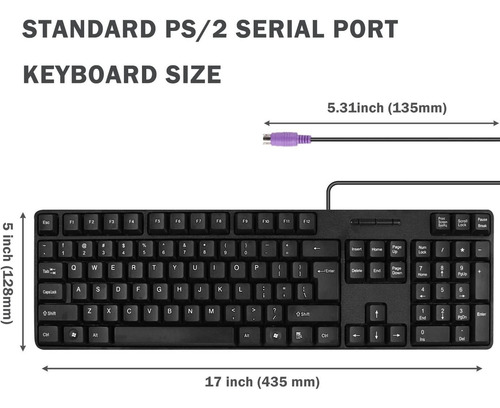 Mcsaite - Teclado De Computadora Con Cable Ps2 De 104 Teclas