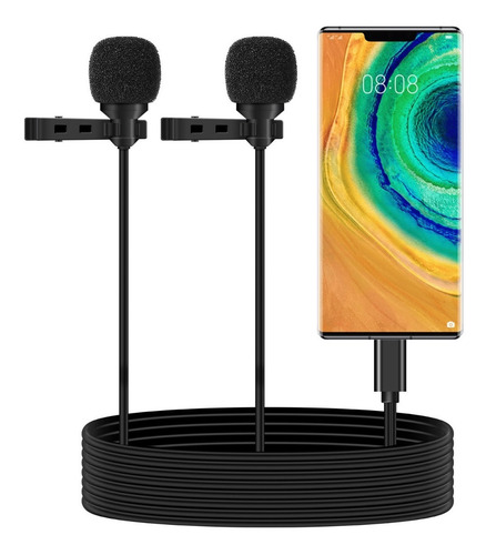 Micrófono Dual Solapa Type C Lavalier Clip Celulares Android