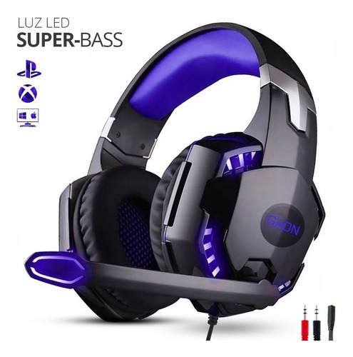 Imagen 1 de 7 de Auriculares Gamer Con Luz Led Super-bass Gaon Innovación