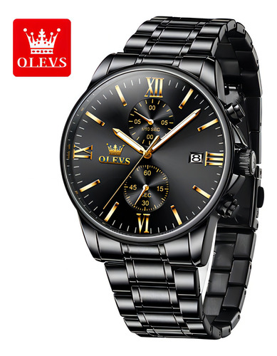 Reloj Olevs De Acero Inoxidable Para Hombre Con Calendario Y Color Del Fondo Stainless Gold