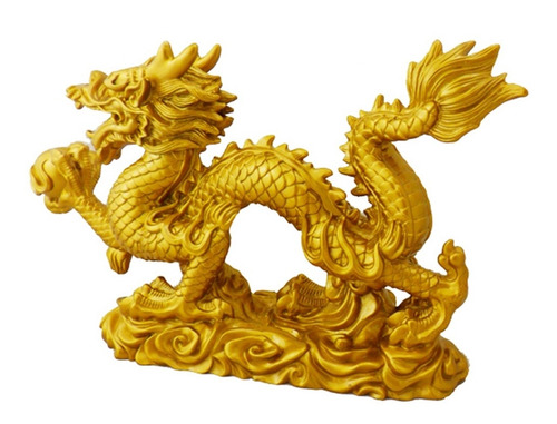Estatua Del Dragón Dorado Del Zodiaco Chino Decoración De An