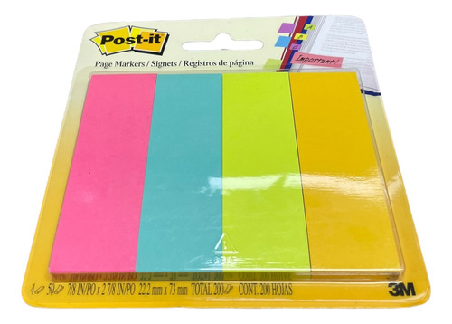 Banderitas 3m Post It 4 Colores Diferentes C/ 50 Hojas C/u