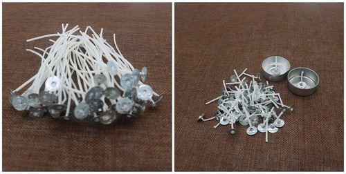 Imagen 6 de 9 de Pabilos Parafinados 15cm Con Chapita X25u Para Velas Velones