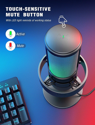 Microfone Fifine Ampligame A8 Rgb Cardióide Preto