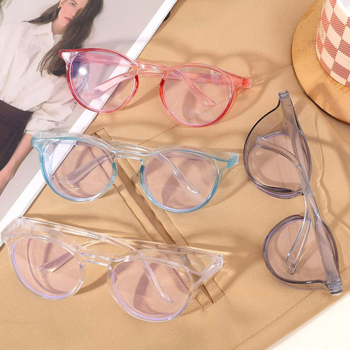 Nuevas Gafas Redondas Con Lente Plana Antiazul Y Marco Esmer