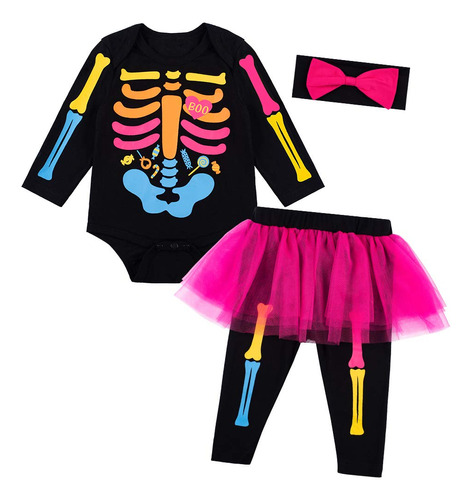 Baby Girls Newborn Skeleton Traje De Disfraces De Halloween