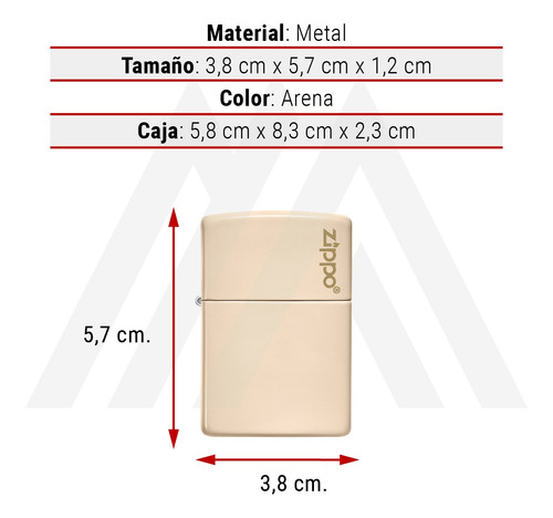 Imagen 7 de 10 de Encendedor Zippo Lighter Classic Flat Sand Zippo Logo