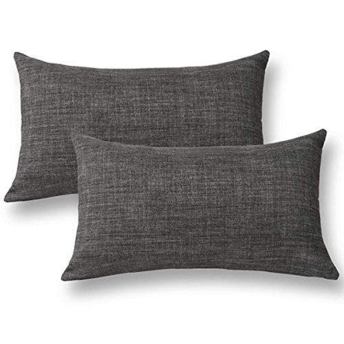 Funda Cojín Sofá Bufanda Bambú Gris Oscuro 30x50 Cm - Set 2