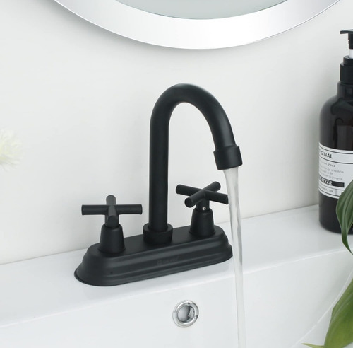 Mezcladora Llave Para Lavabo Grifo Negra Tipo Bar Baño Color Negro
