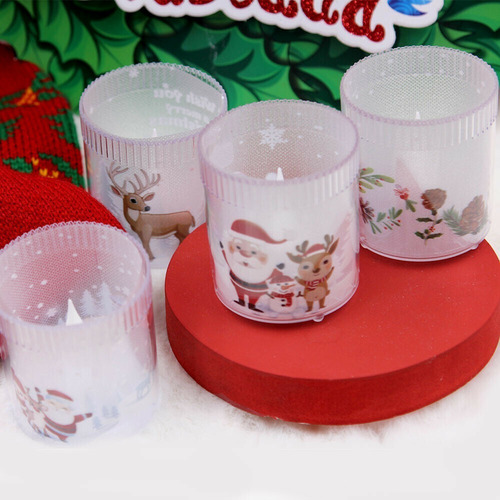 Imagen 3 de 10 de Vela Led Navideña X 3 Luminosa Estampada Decoración