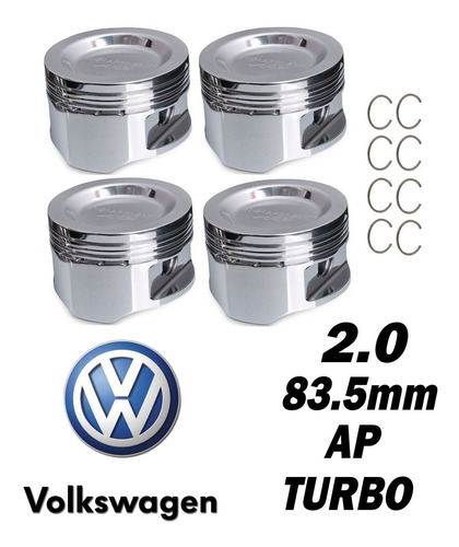 Jogo De Pistões Turbo Vw Ap 2.0 83.5mm Côncavo 800cv Afp