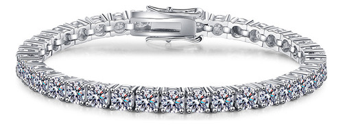 Pulseira Prismatic Fire De 19 Cm Quadrada Em Prata Moissan