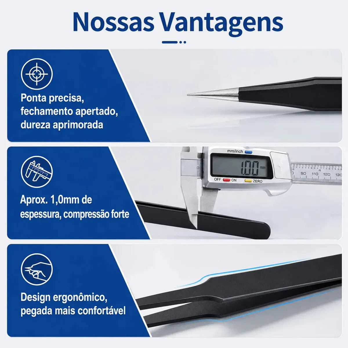 Kit 10 Pinças Antiestáticas Jogojunto ESD Eletrônica Solda 6