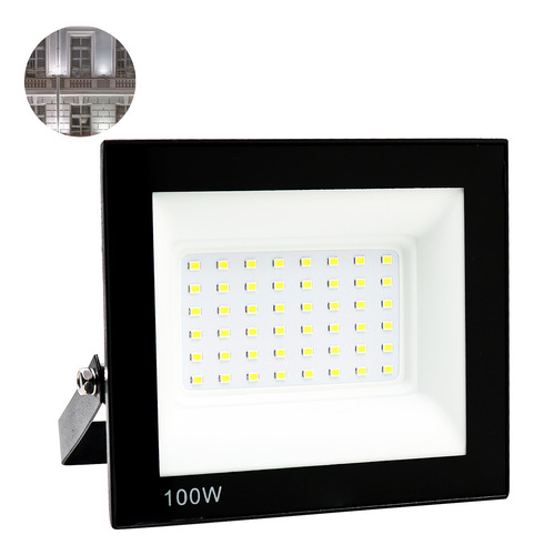 Refletor Led 100w Holofote Bivolt Prova Dágua Ip66 Frio