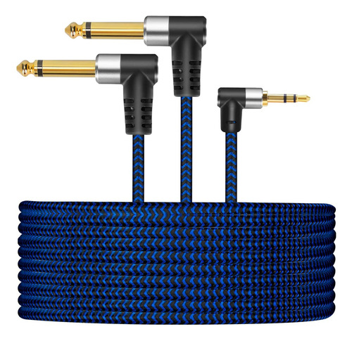 3.5mm 18 Trs A Dual 6.35mm 14 Ts Mono Stereo Ycable Spl...