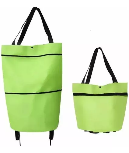  Asixxsix Bolsa plegable con ruedas, carrito de compras plegable  2 en 1, carrito de compras portátil con ruedas, bolsa de compras  reutilizable para mercado, camping, bolsa de viaje (verde) : Industrial