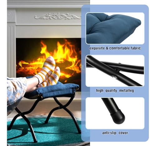 Taburete Reposapiés Plegable Tapizado, 15 Alto, Estructura M