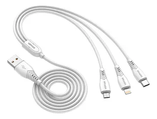 Cabo Usb X Micro Usb/iPhone/tipo-c 3em1 Vfan 1.2m Cor Branco