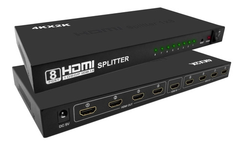 Splitter Hdmi 8 Vias 4k X 2k 3d Lcd Led Plasma 8 Canales