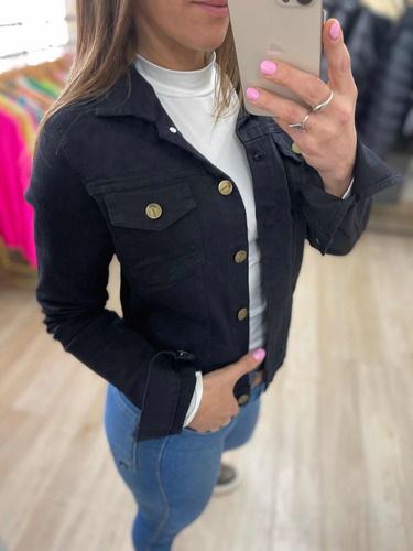Imagen 4 de 10 de Campera De Jean Blanca Negra Rosa Verde Mujer The Big Shop