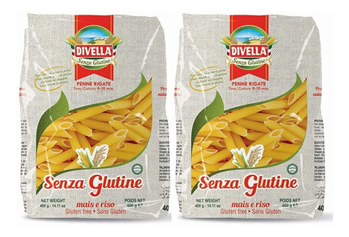 2 Pack X 400g Penne Ziti Rigate Sin Gluten Divella Pasta