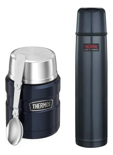 Kit Thermos Garrafa Térmica E Frasco Pote Térmico Premium 