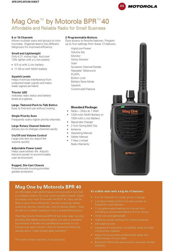 Motorola Mag One Bpr40 - Radio Bidireccional Uhf (450-470 Mh