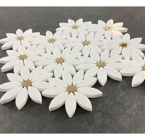Blanco Patrón De Flores Mármol Mosaico Azulejos Caso (10 Hoj