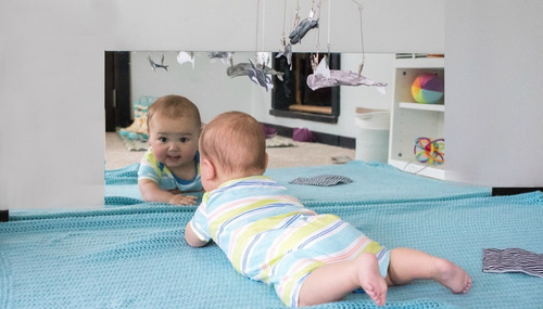 Espejo Acrílico Bebe Montessori Niños Irrompible 90x60 Marco
