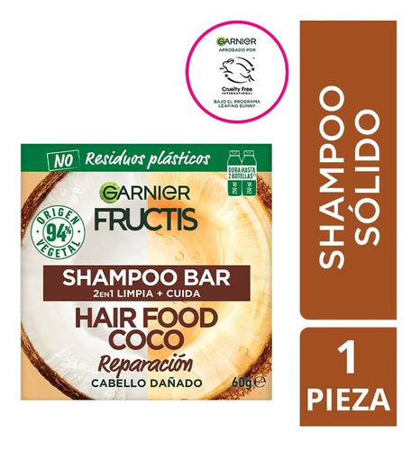 Garnier Fructis Hair Food Shampoo Sólido Coco 60g