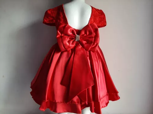 Vestido infantil vestido de princesa para meninas vestido de bolo bufante  com nó de laço de contas grande festa infantil (vermelho, 7-8 anos)