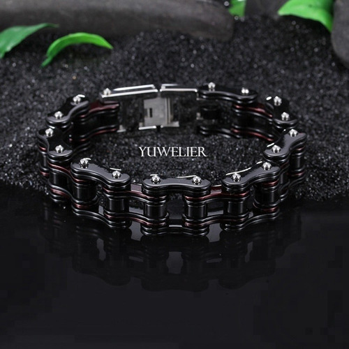 Imagen 3 de 5 de Pulsera Biker Acero Inoxidable Tipo Cadena Bicicleta Hombre
