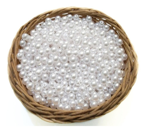 100 Perlas Para Coser Blancas 6 Mm. Insumos Bijouterie
