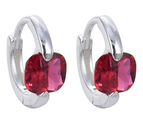 Aros Aritos Huggies Piedra Cristal Rojo Elegante