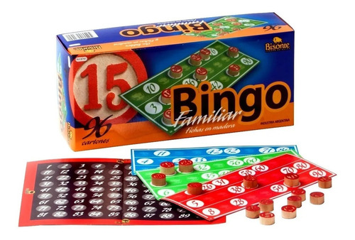 Bingo Familiar Bisonte Fichas Madera 96 Cartones La Jungla