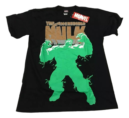 Playera Negra Marvel El Increible Hulk Verde Original