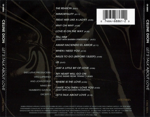 Imagen 2 de 3 de Cd Celine Dion - Let's Talk About Love 1997 Epic - México